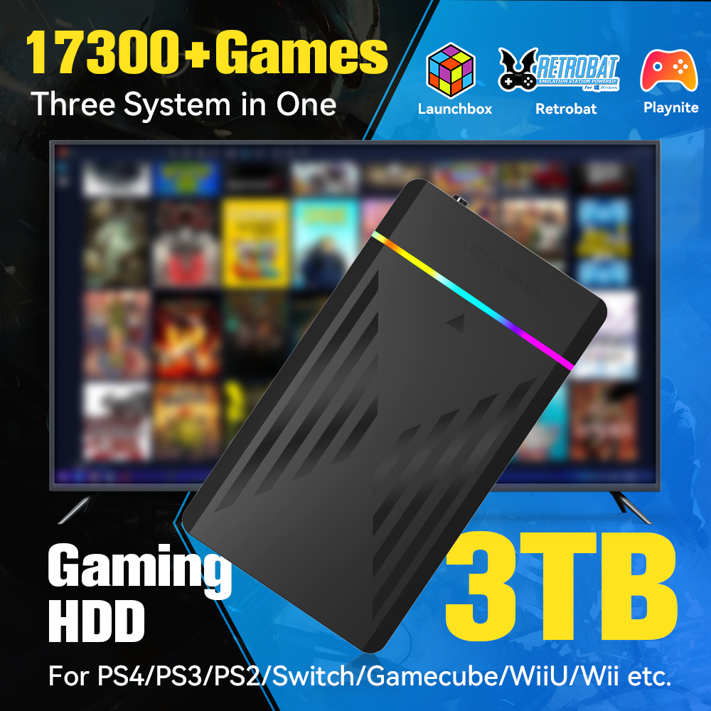 Retro Gaming Usb - 3 TB Taşınabilir Oyun HDD LaunchBox/Retrobat/Playnite